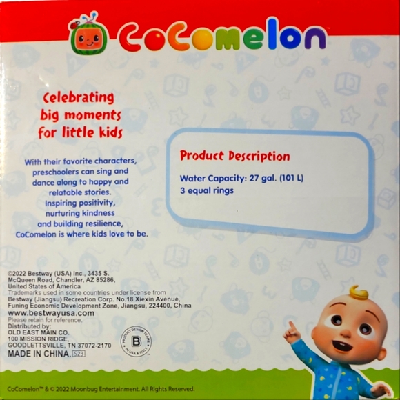 1 NWT CoComelon Bestway 3 Equal Rings Kid's Circular Round Pool 27 Gal 40" - Picture 2 of 5